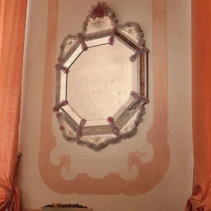 Lilac Rosette Octagonal Venetian Mirror
