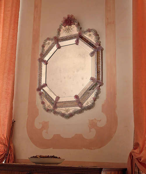 Lilac Rosette Octagonal Venetian Mirror