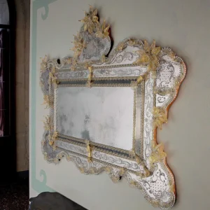 Baroque Gold Rosette Sideways Venetian Mirror