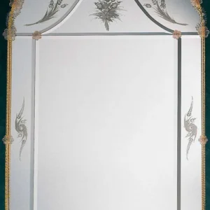 Arched Venetian Mirror with Floral Engraving