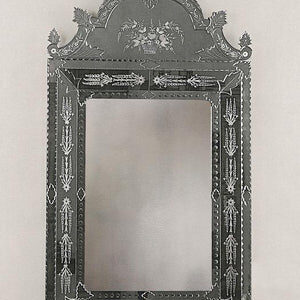 LOUIS XIV Black Engraved Venetian Mirror
