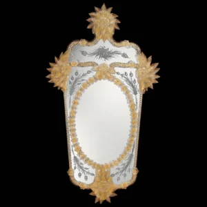 Crystal & Gold Murano Floral Venetian Mirror