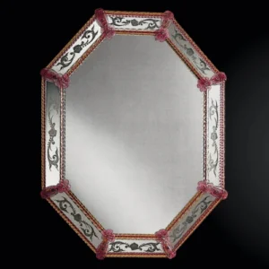 Ruby Rosette Octagonal Venetian Mirror