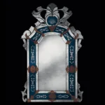 Blue & Silver Venetian Mirror with Crest