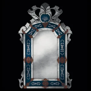 Blue & Silver Venetian Mirror with Crest
