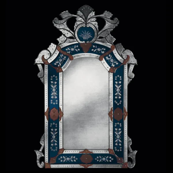 Blue & Silver Venetian Mirror with Crest