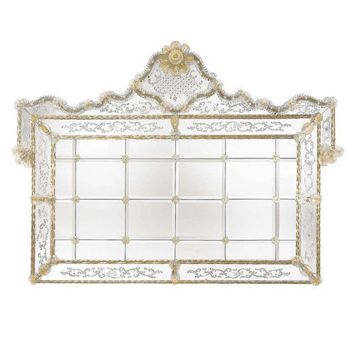Landscape Venetian Mirror with Grid Panels