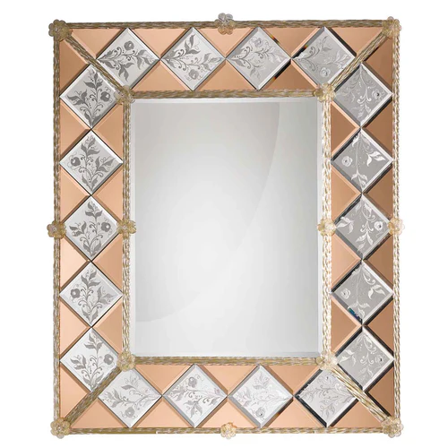 Champagne Diamond Harlequin Venetian Mirror