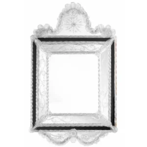 Black & Crystal Crest Venetian Mirror