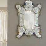 Floral Venetian Mirror with Octagonal Center