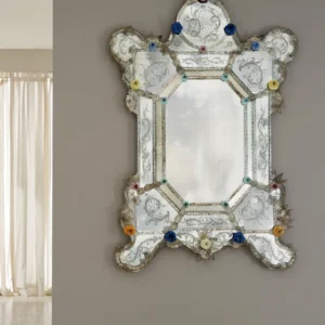 Floral Venetian Mirror with Octagonal Center