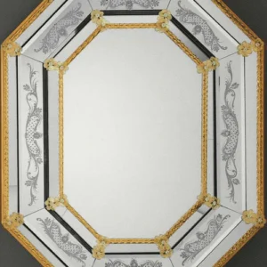 Octagonal Gold Rope Trim Venetian Mirror