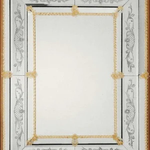 Gold Rope Trim Engraved Venetian Mirror