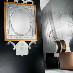 Gold-Framed Venetian Mirror with Heraldic Crest
