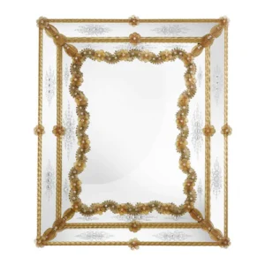 Gold Rope & Floral Garland Venetian Mirror
