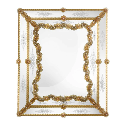 Gold Rope & Floral Garland Venetian Mirror