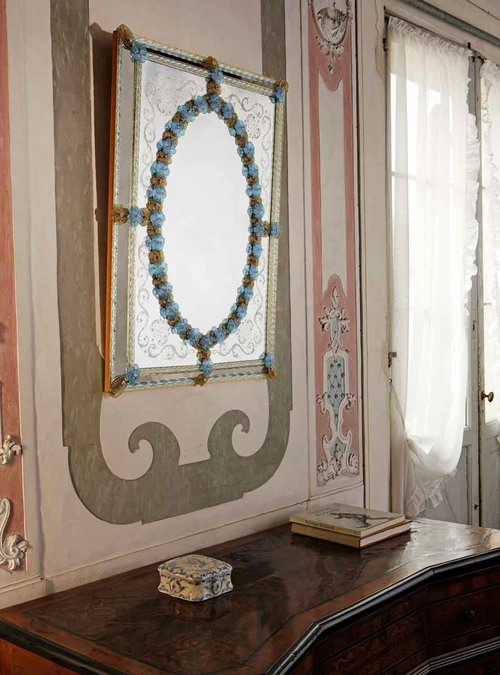 Blue Floral Venetian Mirror