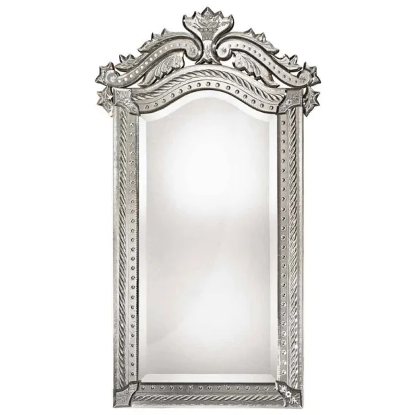LOUIS XIV Silver Beaded Rope Venetian Mirror