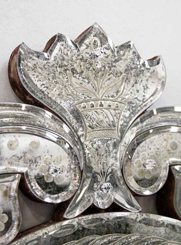 LOUIS XIV Silver Beaded Rope Venetian Mirror